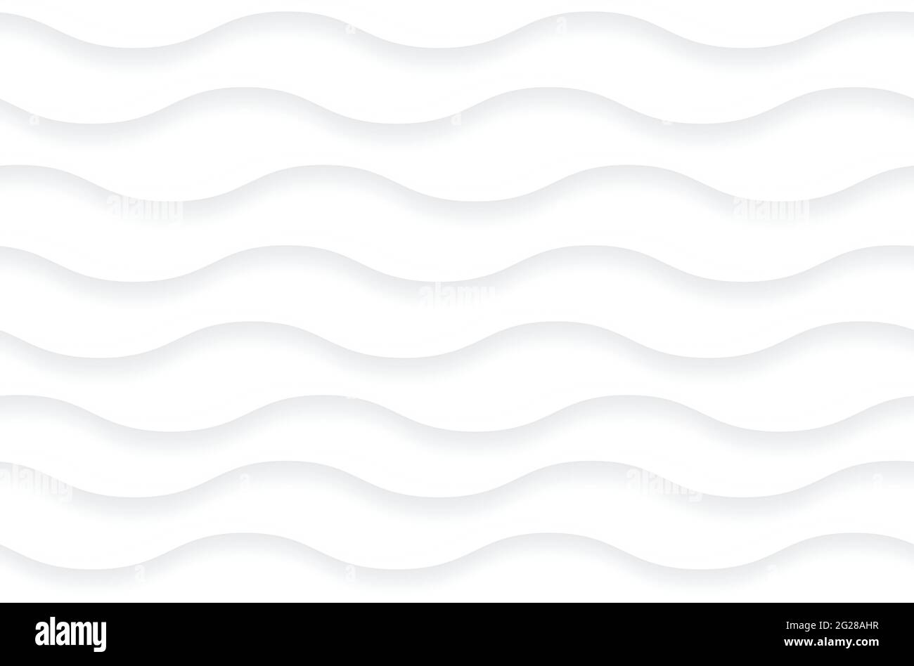 Wavy seamless pattern. Abstract background of wavy lines with shadow.  3D vector texture. Stock Vector