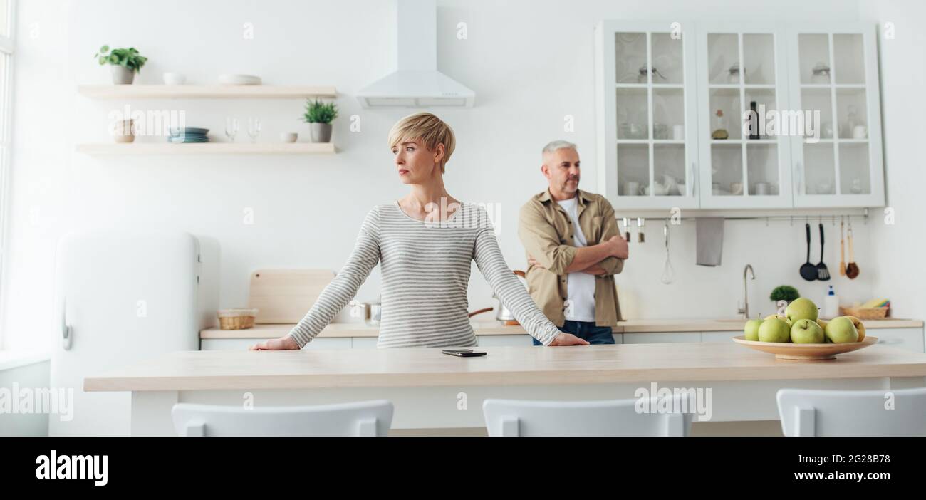 Ignore, resentment and yells at home during COVID-19 and self-isolation at home Stock Photo