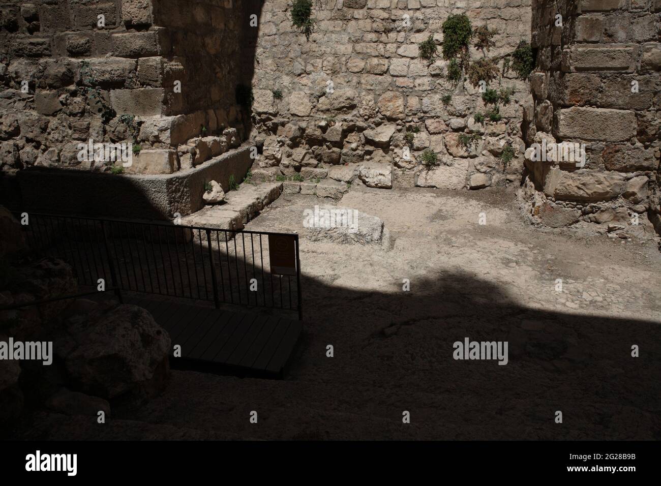 Ruins of Koi Ponds in the Tower of David or David's Citadel area , built by Hasmonean in 1st century BC, later were part of Herod the Great's Palace. Stock Photo