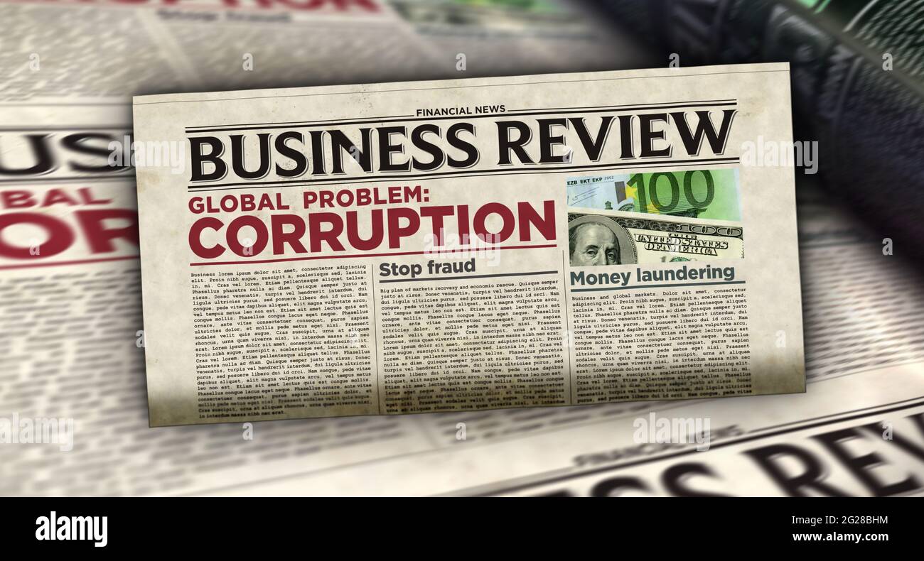 Corruption in business global problem, stop fraud and money laundering