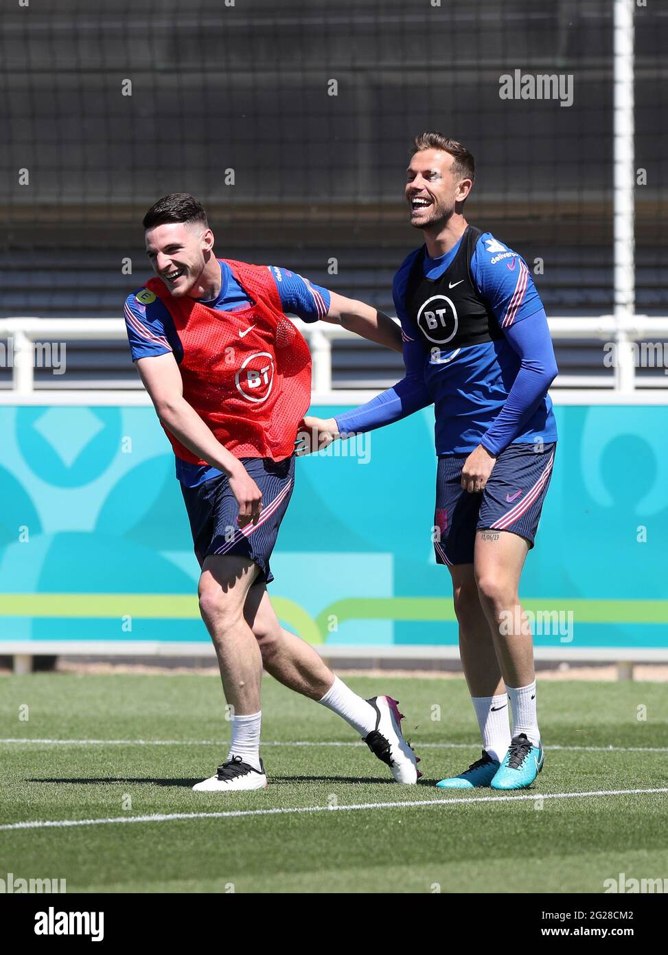 Jordan Rice Declan England's Declan Rice and Jordan Henderson share a joke during the ...