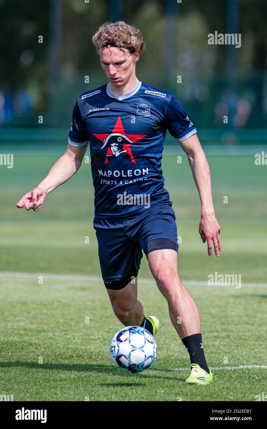 Essevee's Ewoud Pletinckx pictured in action during the first training session for the new season 2021-2022 of Jupiler Pro League first division socce Stock Photo