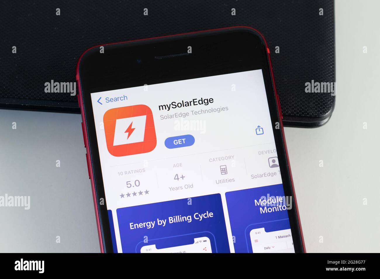 New York, USA - 1 June 2021: mySolarEdge mobile app logo on phone ...