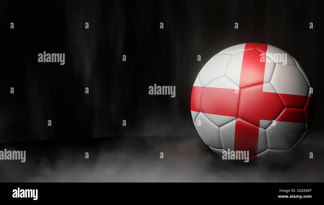 Soccer ball in flag colors on a dark abstract background. England. 3D image. Stock Photo