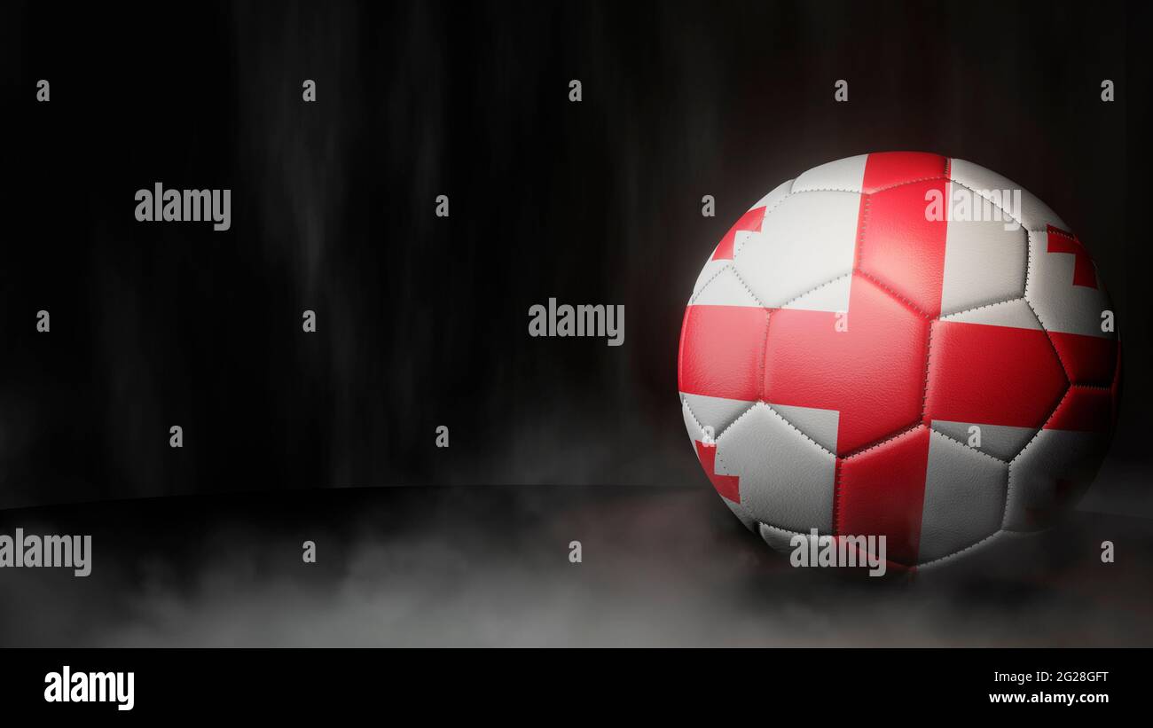 Soccer ball in flag colors on a dark abstract background. Georgia. 3D image. Stock Photo