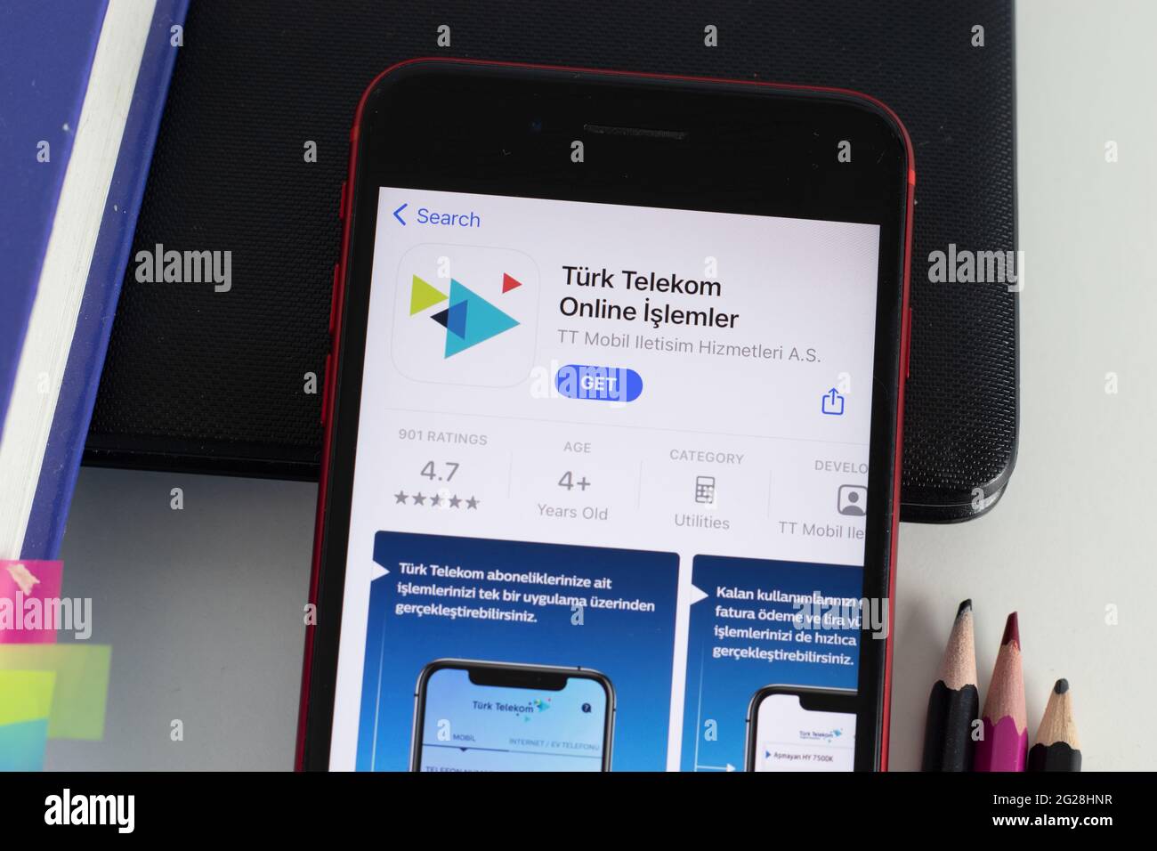 New York, USA - 1 June 2021: Turk Telekom Online Islemler mobile app logo  on phone screen, close-up icon, Illustrative Editorial Stock Photo - Alamy