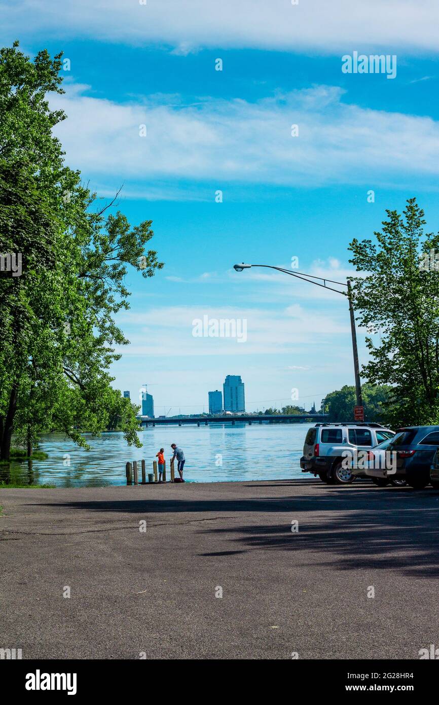 Fishing in Grand Rapids Michigan Stock Photo