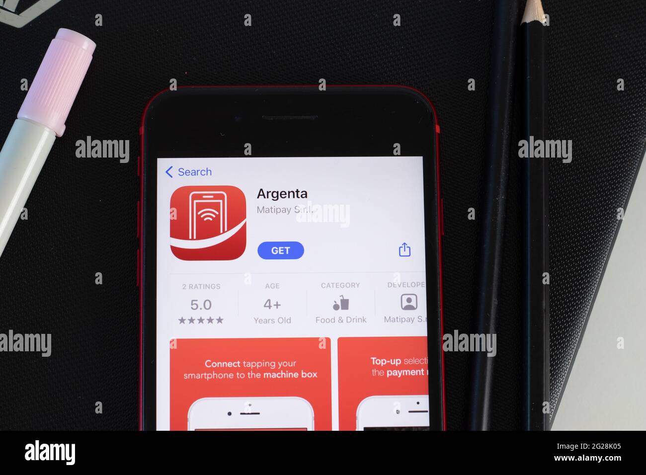 New York, USA - 1 June 2021: Argenta mobile app logo on phone screen, close-up icon, Illustrative Editorial Stock Photo