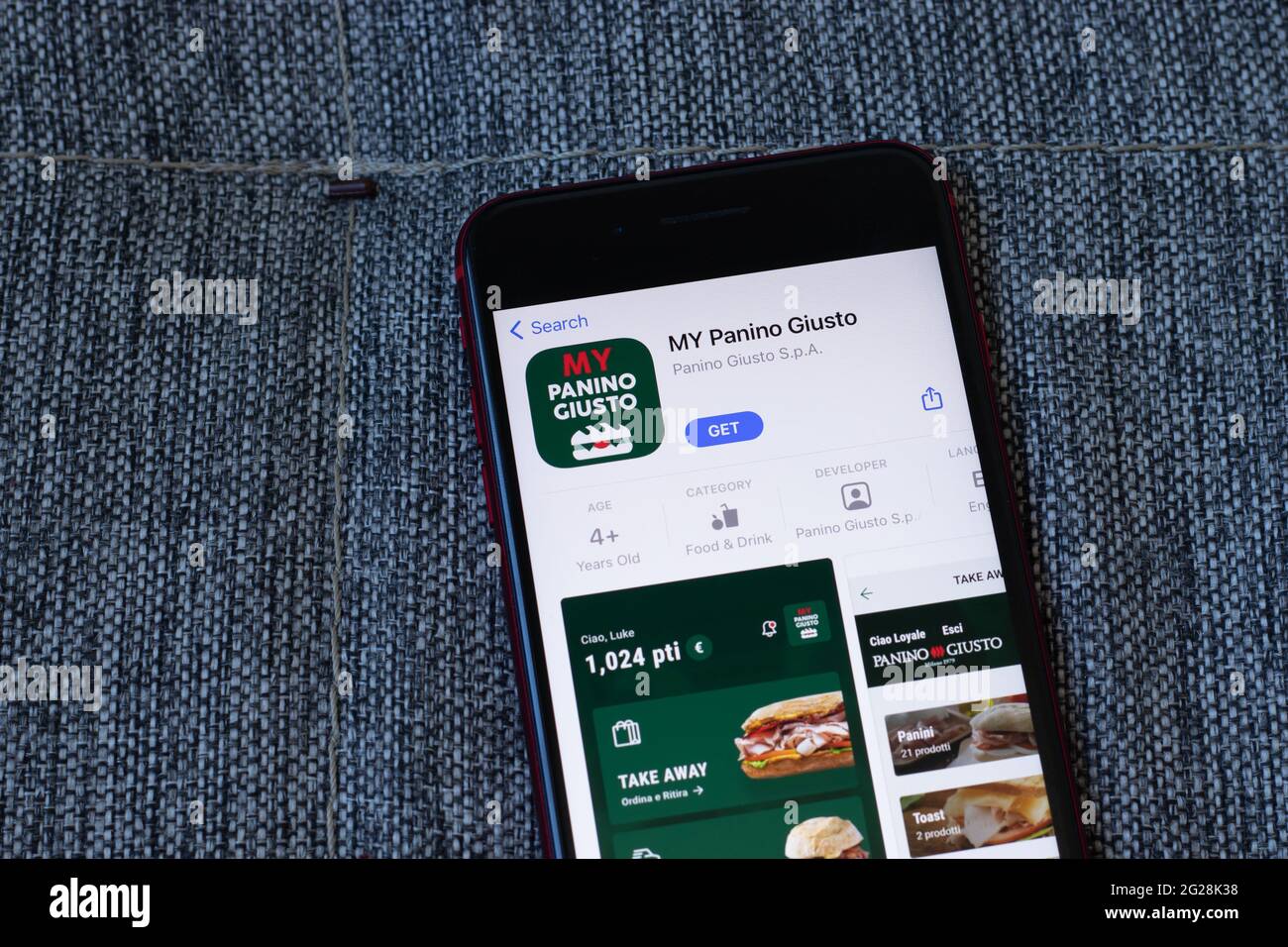 New York, USA - 1 June 2021: MY Panino Giusto mobile app logo on phone screen, close-up icon, Illustrative Editorial Stock Photo