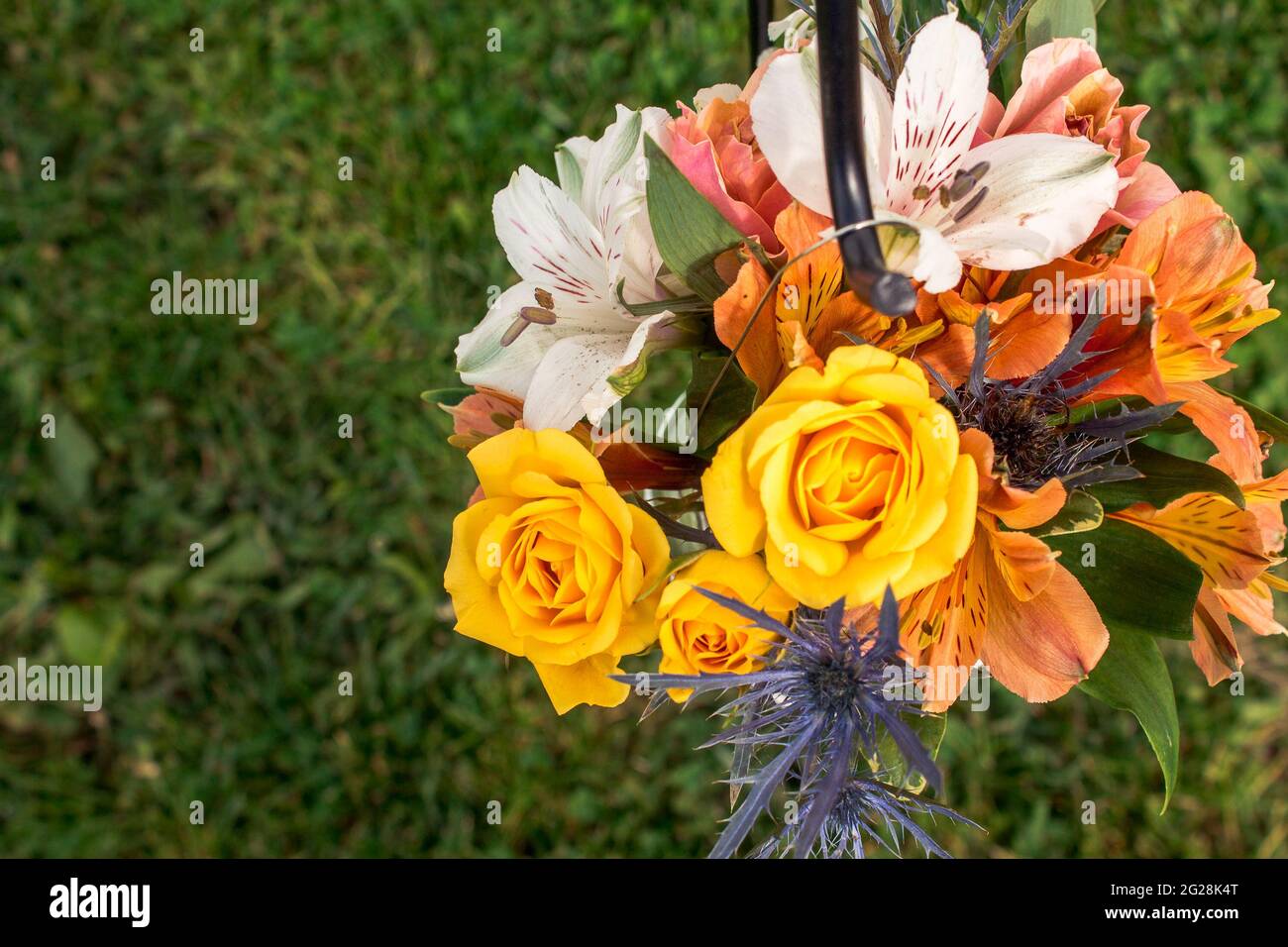 Flower Arrangement At A Wedding Reception Stock Photo Alamy