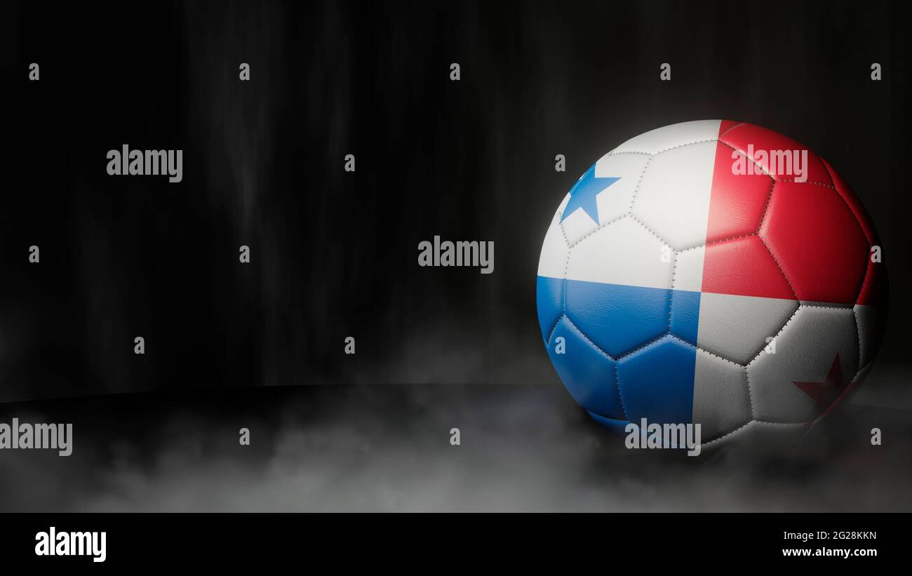 Soccer ball in flag colors on a dark abstract background. Panama. 3D image. Stock Photo