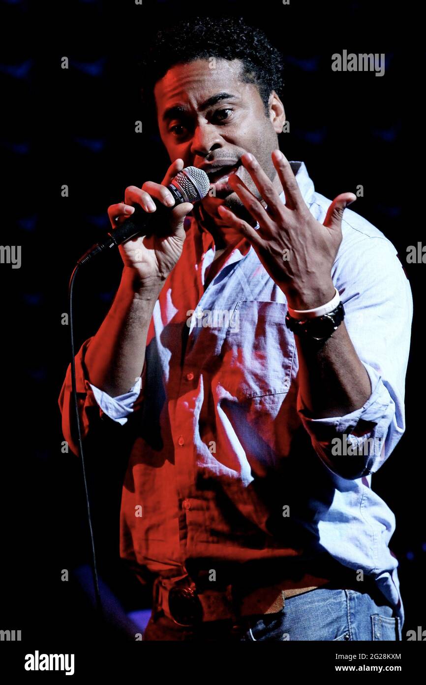 New York, NY, USA. 16 July, 2012. Destan Owens, performs at the Tribute to Don Cornelius at Joe's Pub. Credit: Steve Mack/Alamy Stock Photo