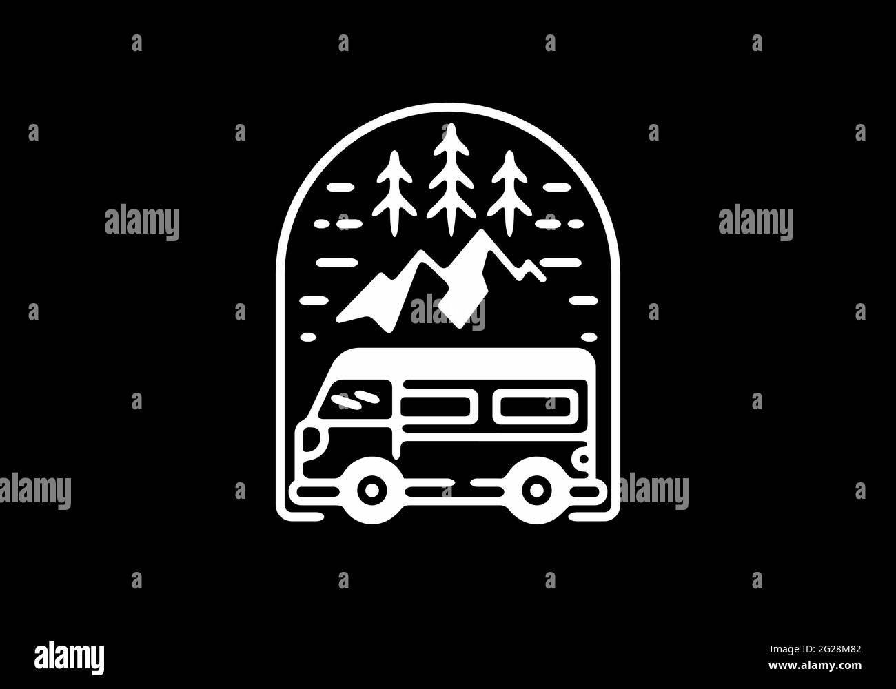White And Black Campervan Badge Design Stock Vector Image Art Alamy