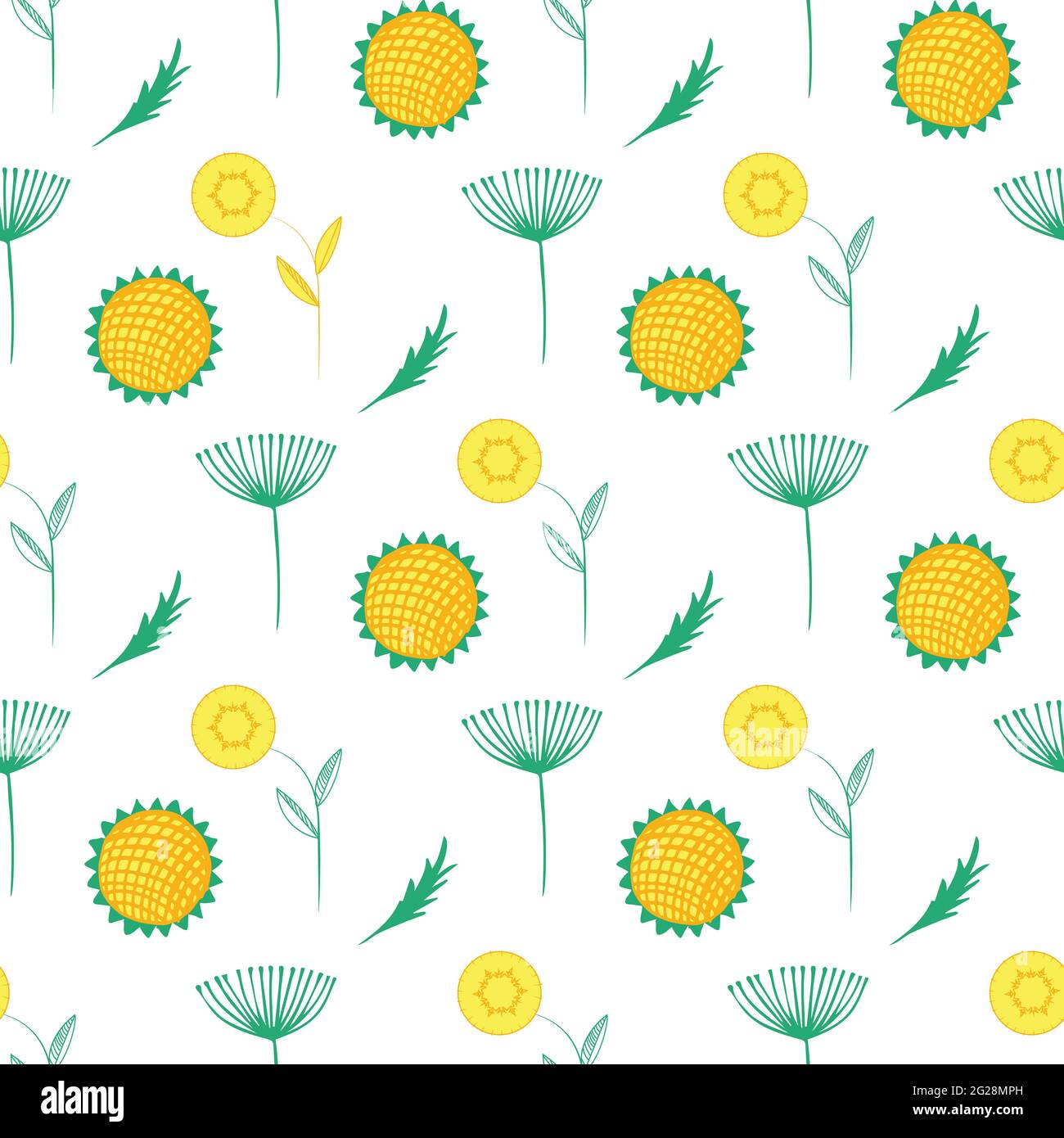 Modern seamless pattern with leaves, flowers and floral elements. Good