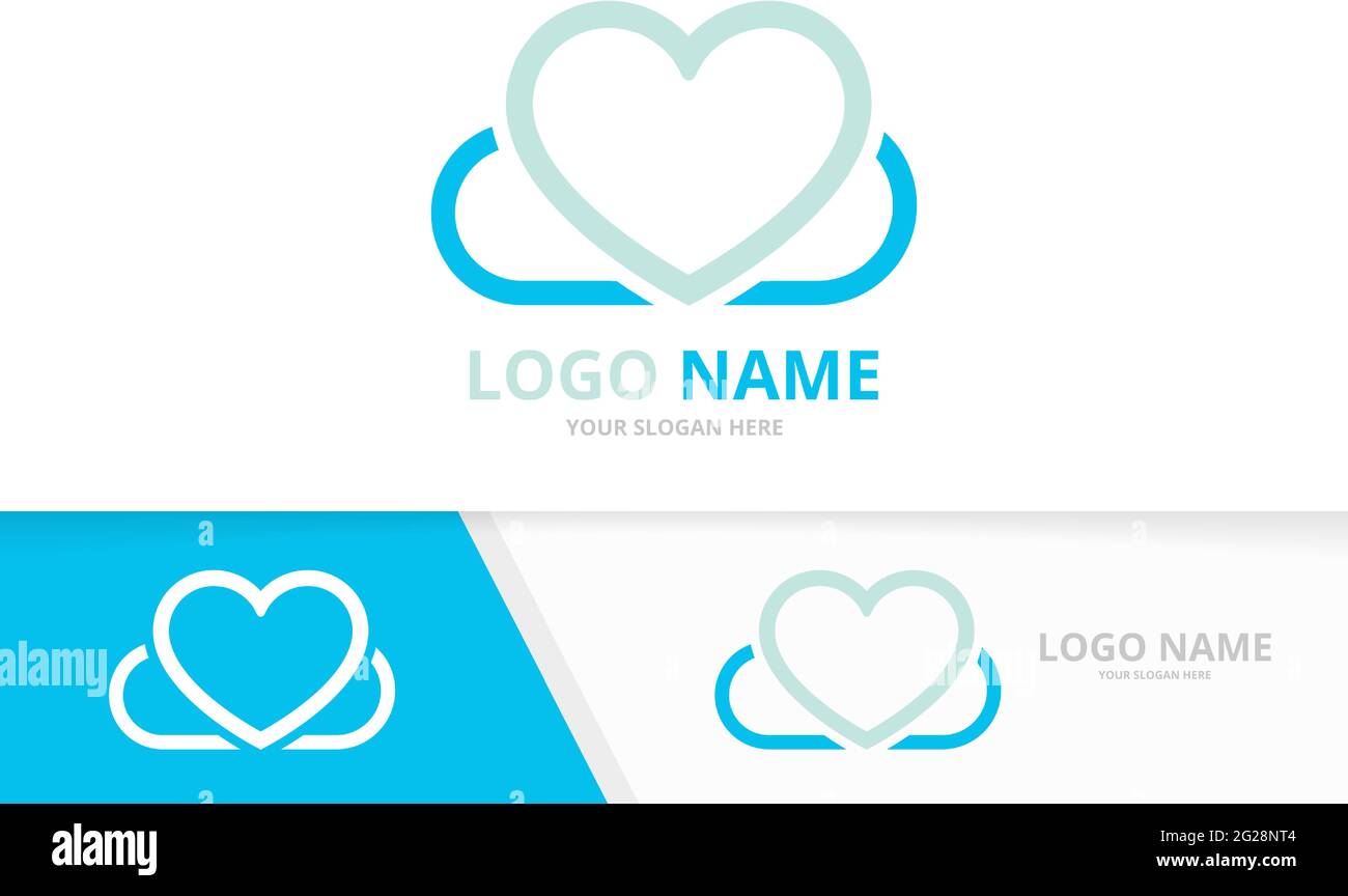 Vector heart logo combination. Love and cloud logotype design template. Stock Vector