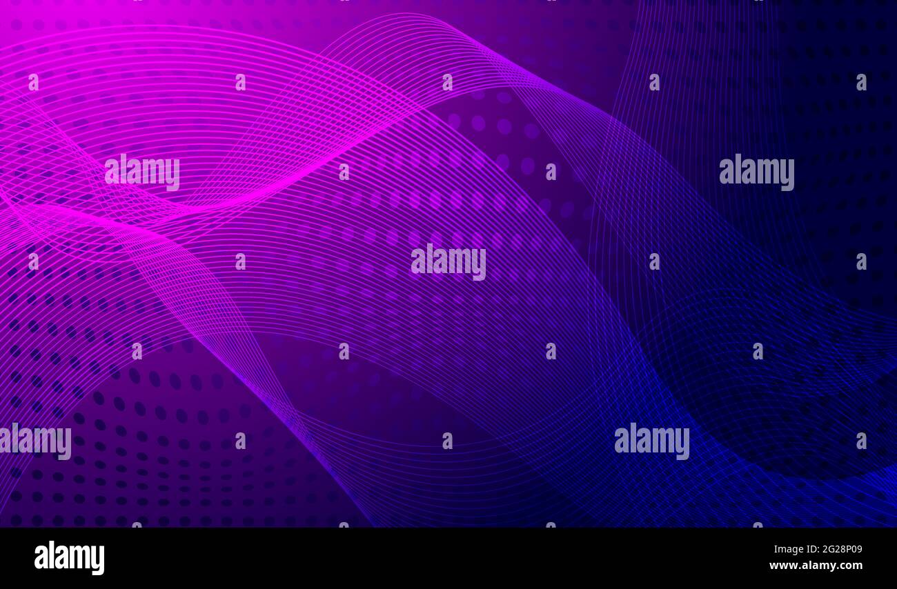 Purple geometric abstract pattern. Digital background with waves and dots Stock Vector