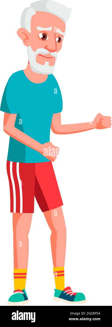 old man athlete exercising in gym cartoon vector Stock Vector Image & Art -  Alamy