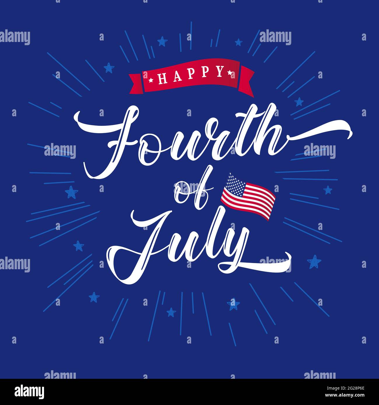 Fourth july blue lettering Stock Vector Images Alamy