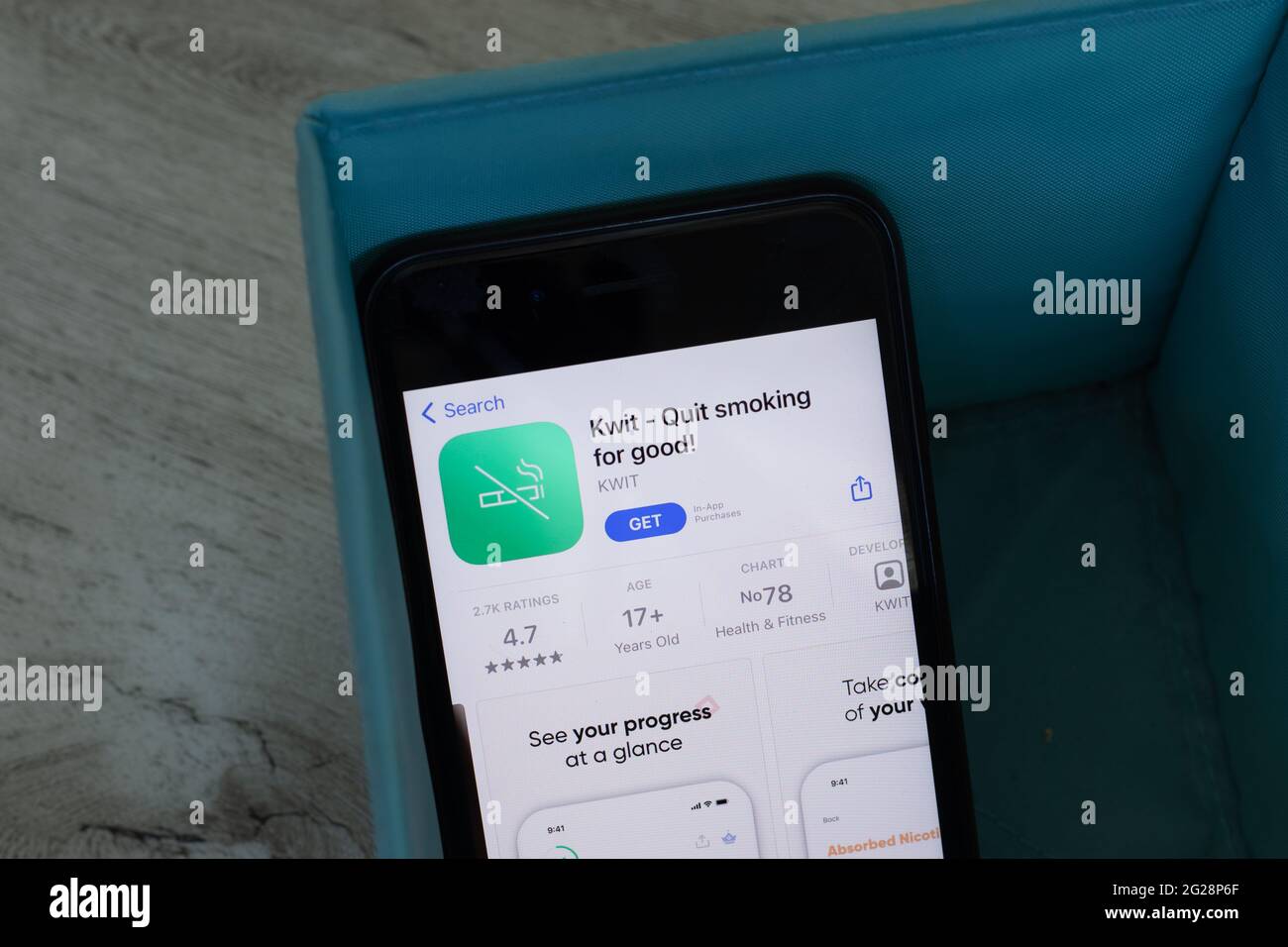 New York, USA 1 June 2021 Kwit Quit smoking and vaping mobile app