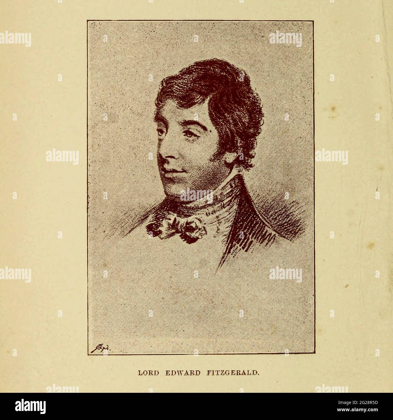 Lord Edward FitzGerald (15 October 1763 – 4 June 1798) was an Irish aristocrat who abandoned his prospects as a distinguished veteran of British service in the American War of Independence, and as an Irish Parliamentarian, to embrace the cause of an independent Irish republic. Unable to reconcile with Ireland's Protestant Ascendancy and with the Kingdom's English-appointed administration, he sought inspiration in revolutionary France where, in 1792, he met and befriended Thomas Paine. From 1796 he became a leading proponent within the Society of United Irishmen of a French-assisted insurrectio Stock Photo