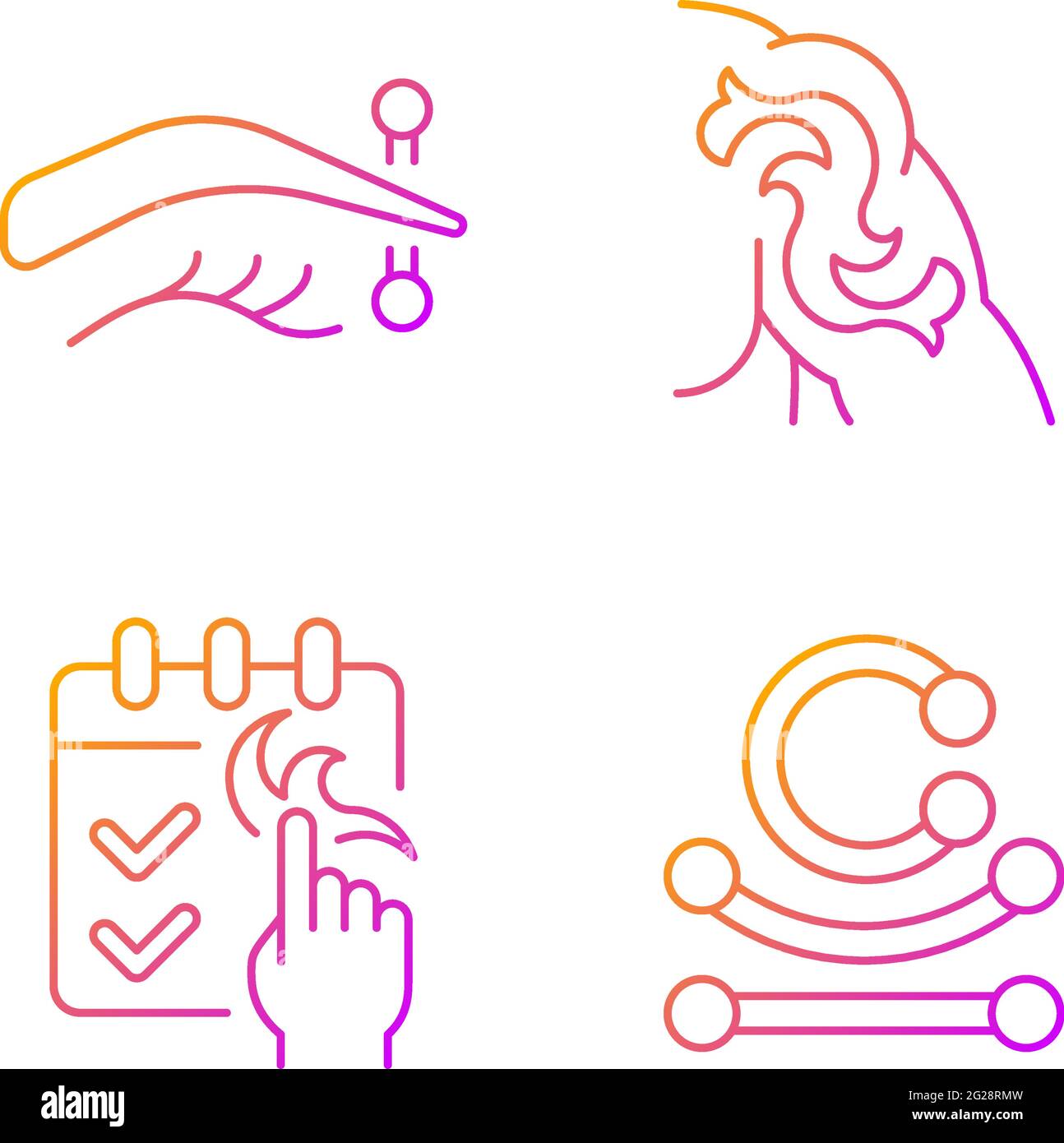 Tattoo and piercing types gradient linear vector icons set Stock Vector