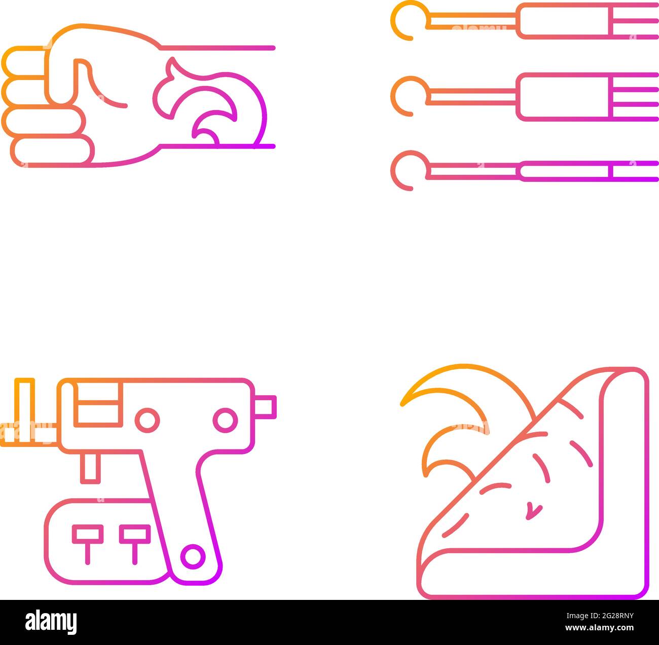 Tattoo and piercing tools gradient linear vector icons set Stock Vector