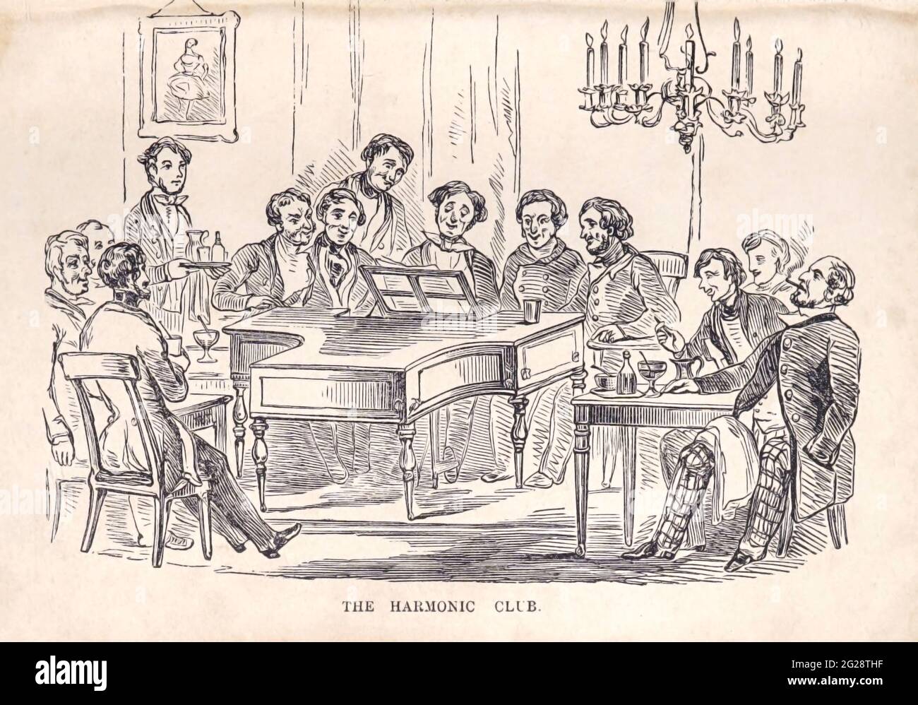 The harmonic Club The man of pleasure's illustrated pocket-book for 1850 : displaying at one glance the varied attractions of this great metropolis ; with correct details of the saloons, club & night houses, ball, concert & billiard rooms, casinos, comical clubs, theatres, introducing houses; in fact, all pleasures that possess 'a local habitation and a name' are fully and accurately described, rendering it a Complete and gentlemanly night guide ; it also contains the annual routine of sporting information derived from authentic sources, combining the appurtenances of a General pocket-book and Stock Photo