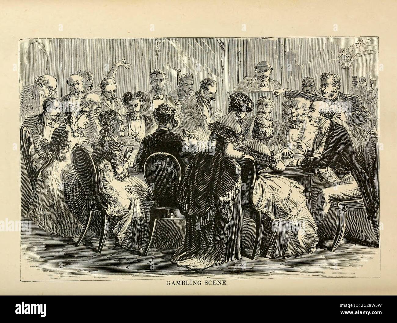 Gambling Scene from the book Sights and sensations in Europe : sketches of travel and adventure in England, Ireland, France, Spain, Portugal, Germany, Switzerland, Italy, Austria, Poland, Hungary, Holland, and Belgium : with an account of the places and persons prominent in the Franco-German war by Browne, Junius Henri, 1833-1902 Published by Hartford, Conn. : American Pub. Co. ; San Francisco, in 1871 Stock Photo