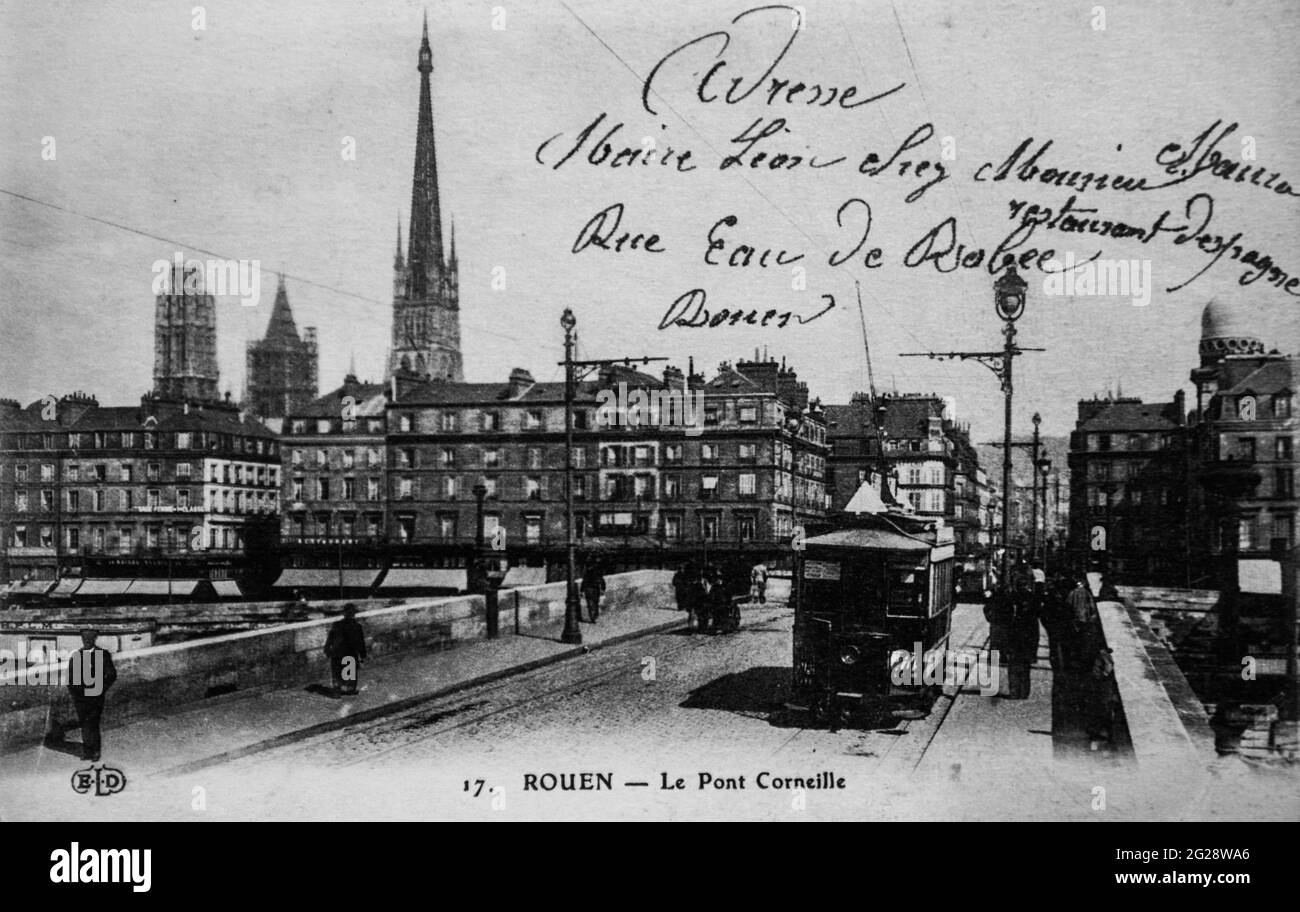 rouen le pont corneille ,carte postale 1900 Stock Photo