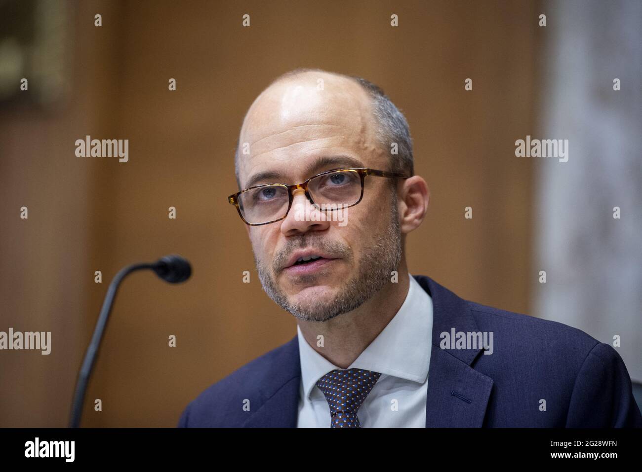 Samuel T. Walsh appears before a Senate Committee on Energy and Natural Resources hearing for his nomination to be General Counsel, Department of Energy, in the Dirksen Senate Office Building in Washington, DC, Tuesday, June 8, 2021. Photo by Rod Lamkey/CNP/ABACAPRESS.COM Stock Photo