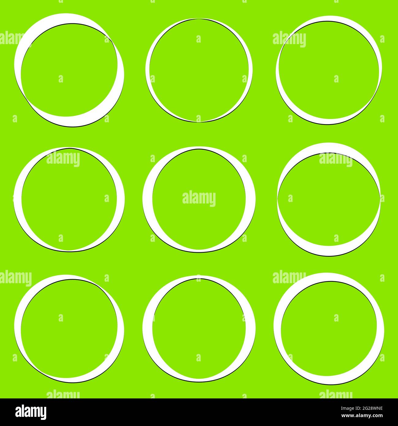 Simple caligraphic circle elements. Circle frame, circle border sets –– Stock vector illustration, Clip-art graphics Stock Vector