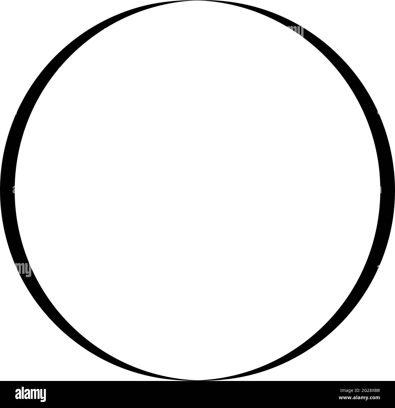 Simple caligraphic circle, oval, ellipse elements. Circle frame, circle