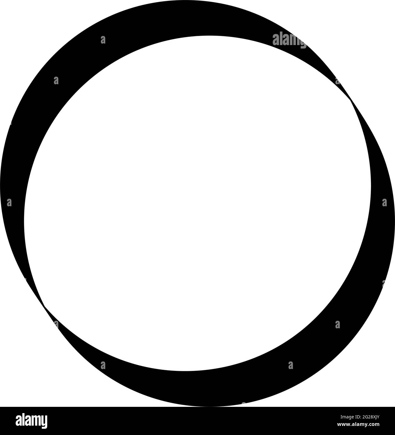 Simple caligraphic circle, oval, ellipse elements. Circle frame, circle