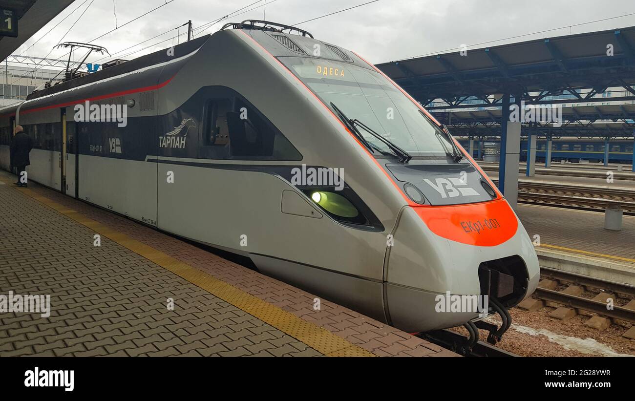 The high-speed passenger electric train Hyundai Rotem Tarpan HRCS2 ...