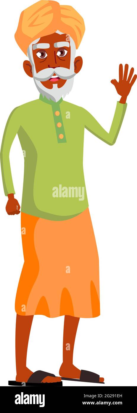 old indian man waving hand and welcoming daughter in retirement home cartoon  vector Stock Vector Image & Art - Alamy