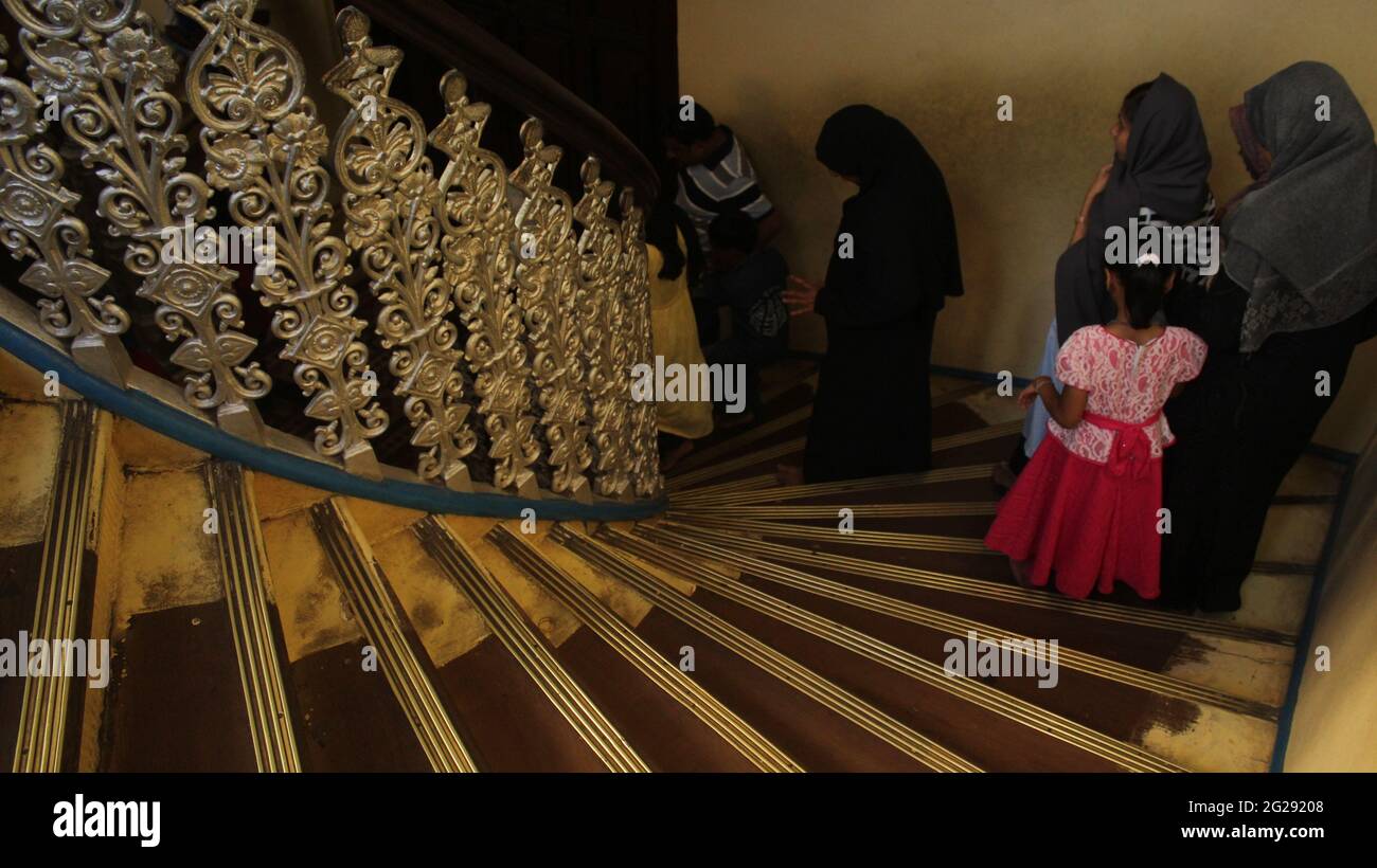 Spiral Staircase of Royal Family in Mysore Palace, India. Stock Photo