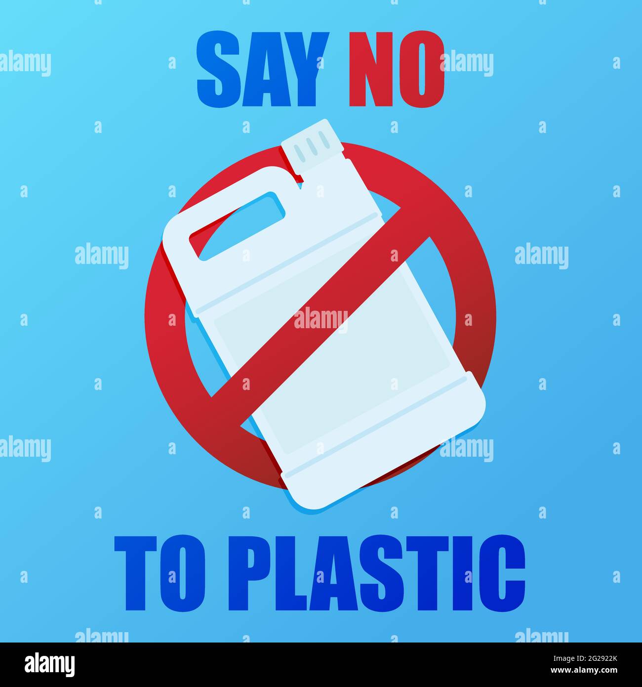 Stop plastic pollution. Save our Earth. A banner with a red prohibition sign crosses out the plastic bottle. Environmental poster. Say no to plastic. Stock Vector