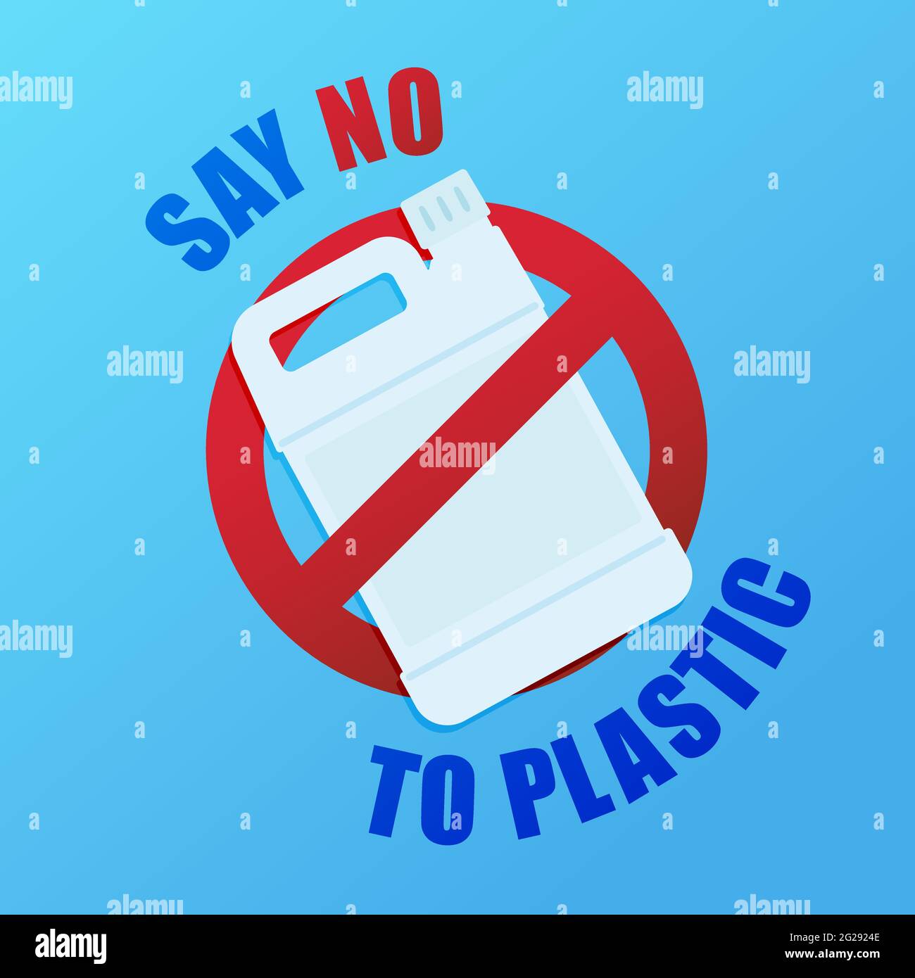 Stop plastic pollution. Save our Earth. A banner with a red prohibition sign crosses out the plastic bottle. Environmental poster. Say no to plastic. Stock Vector