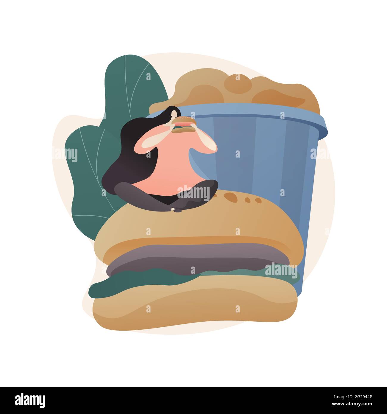 Snacking non-stop abstract concept vector illustration. Stock Vector