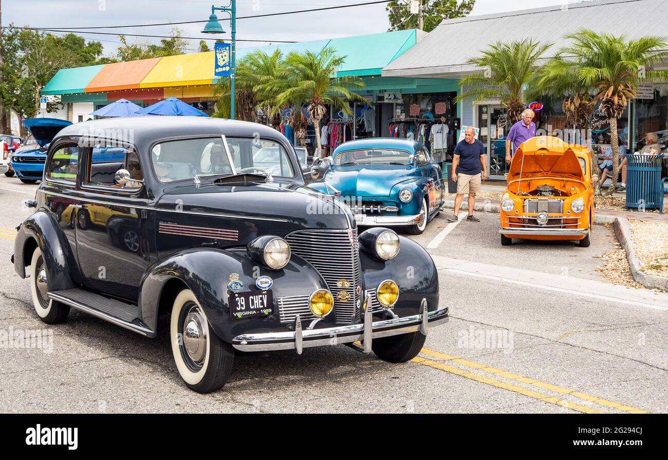 Cruisin’ on Dearborn monthly car show on Dearborn Street in Englewood Florida USA Stock Photo