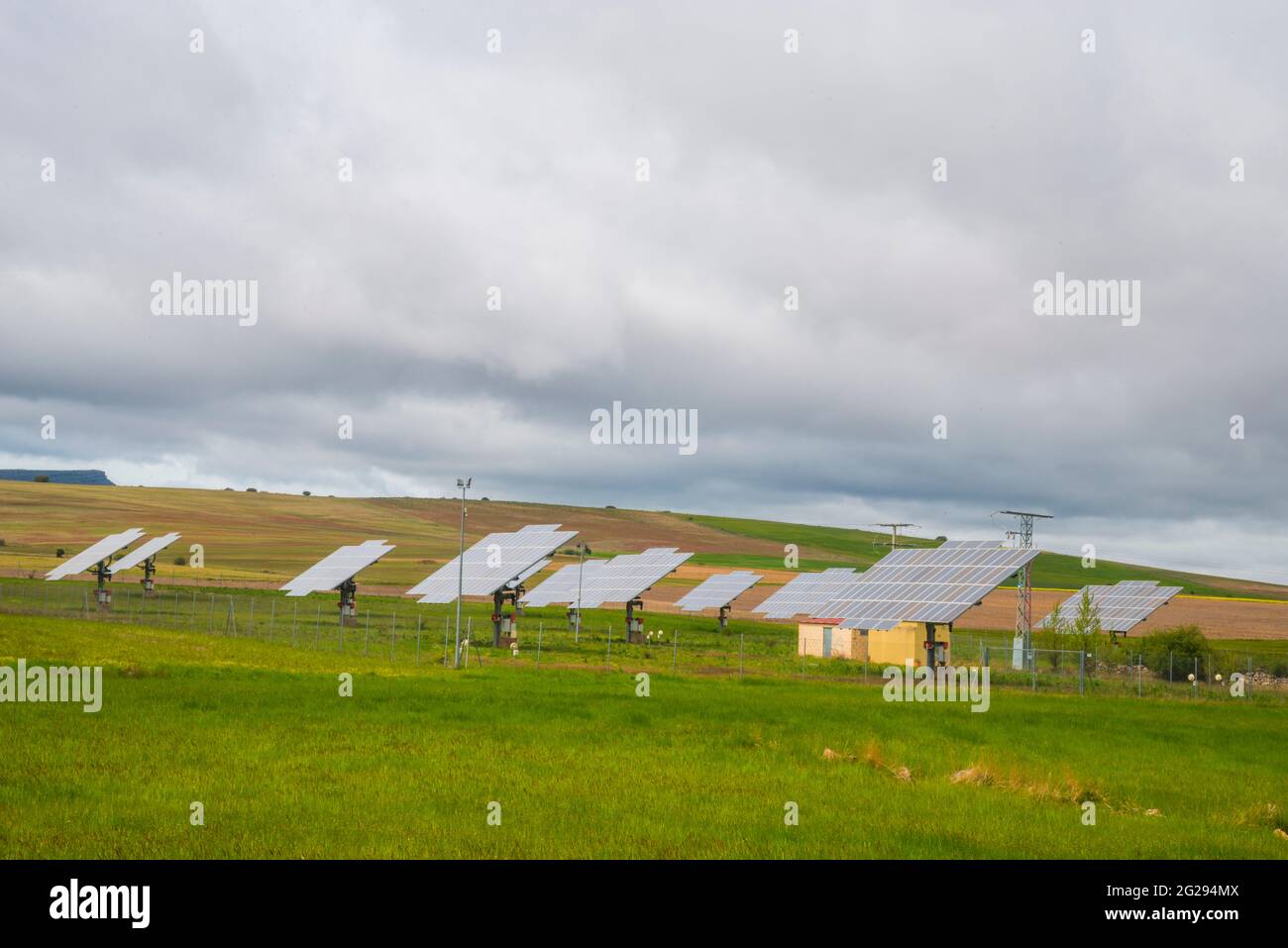 Solar panels. Montejo de Tiermes, Soria province, Castilla Leon, Spain. Stock Photo
