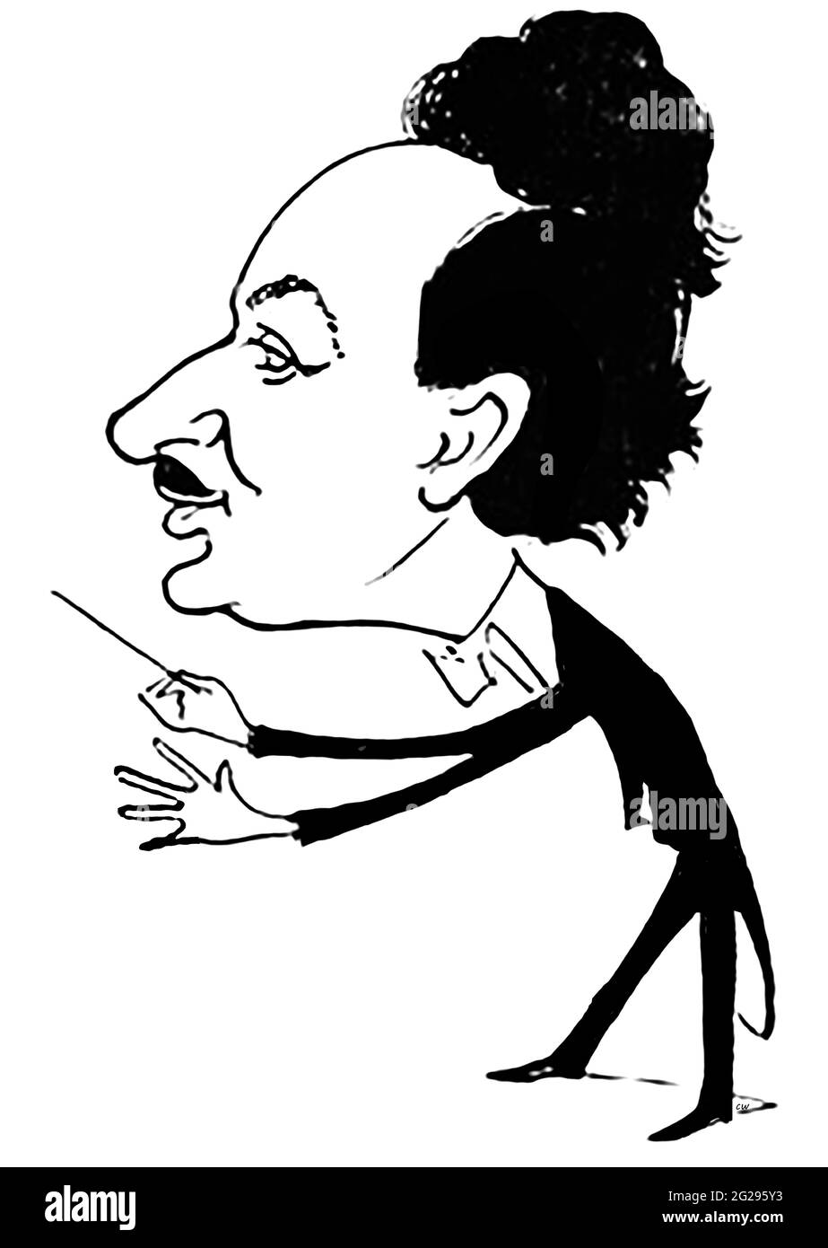 1919 caricature of Hugo Reisenfeld, Austrian-American composer. and film director (he founded the Red Seal Pictures Corporation); from a book of cartoon caricatures of famous people of the time by artist Giovanni Viafora (USA) Stock Photo