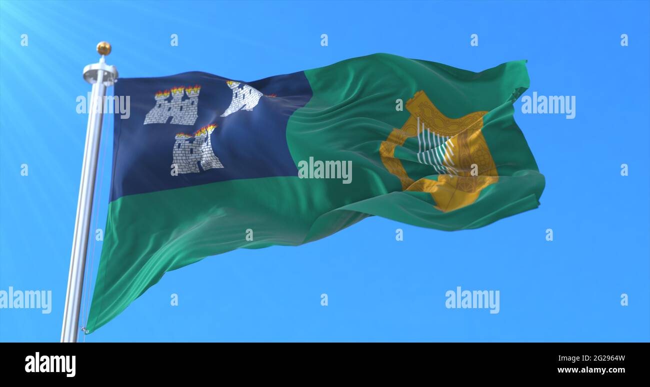 Flag of Dublin, capital city of Ireland. 3d rendering Stock Photo