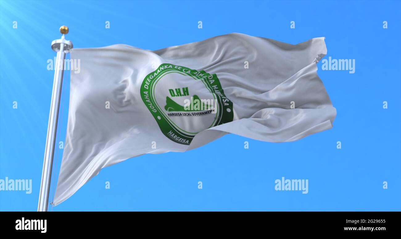 Flag of Hargeisa, capital city of Somaliland. 3d rendering Stock Photo