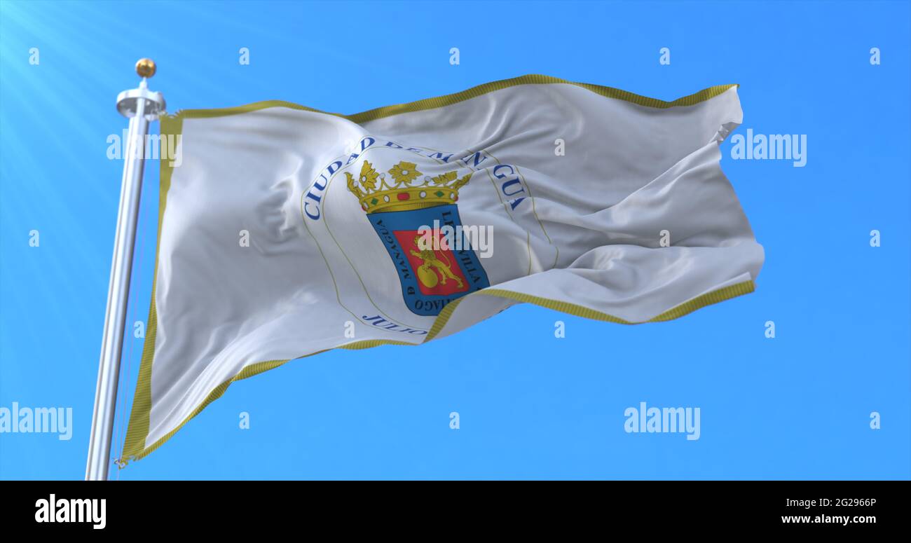 Flag of Managua, capital city of Nicaragua. 3d rendering Stock Photo