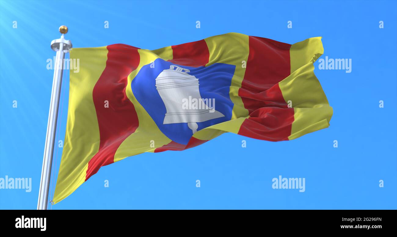 Flag of department of Ariege in Occitanie region, France. 3d rendering Stock Photo