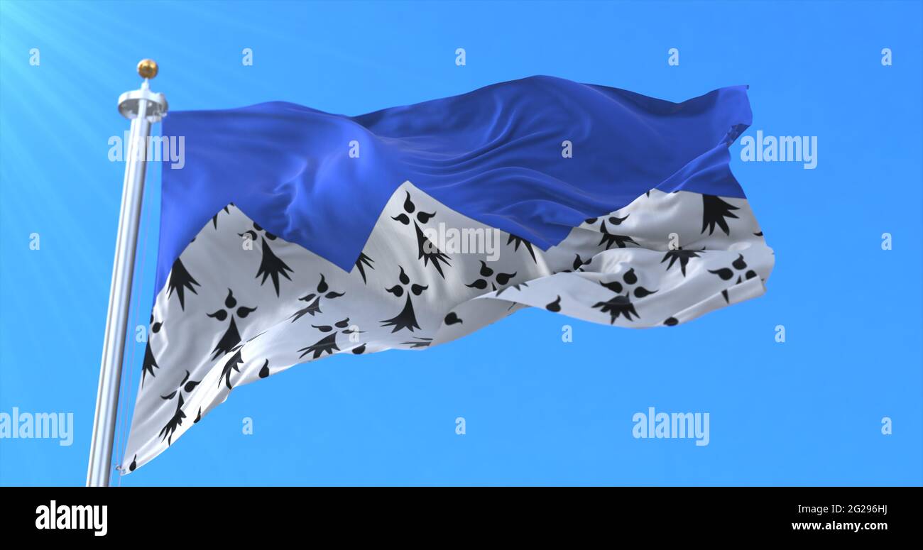 Flag of department of Cotes d'Armor in region of Brittany, France. 3d rendering Stock Photo