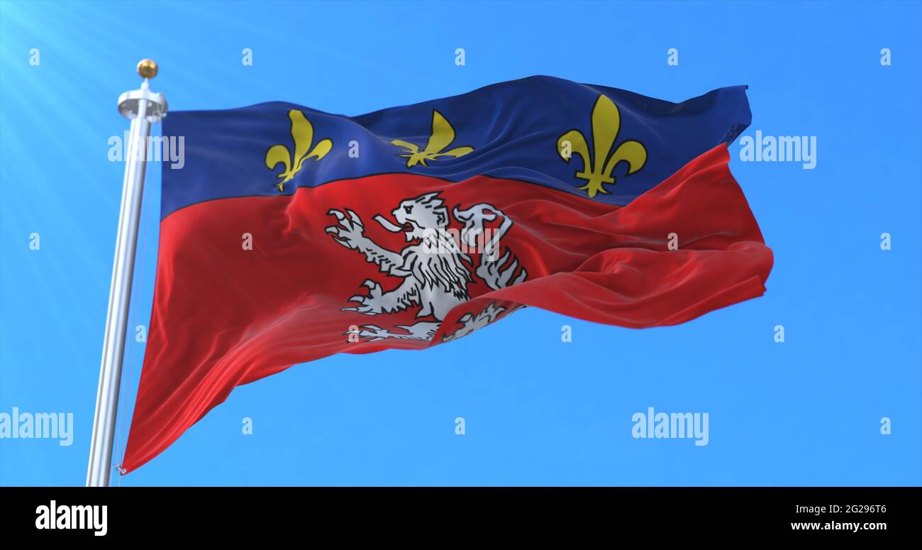 Flag of the city of Lyon, France. 3d rendering Stock Photo