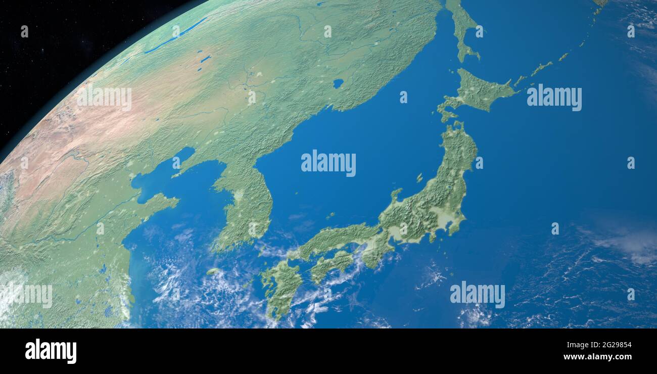 Sea of Japan in planet earth, aerial view from outer space Stock Photo