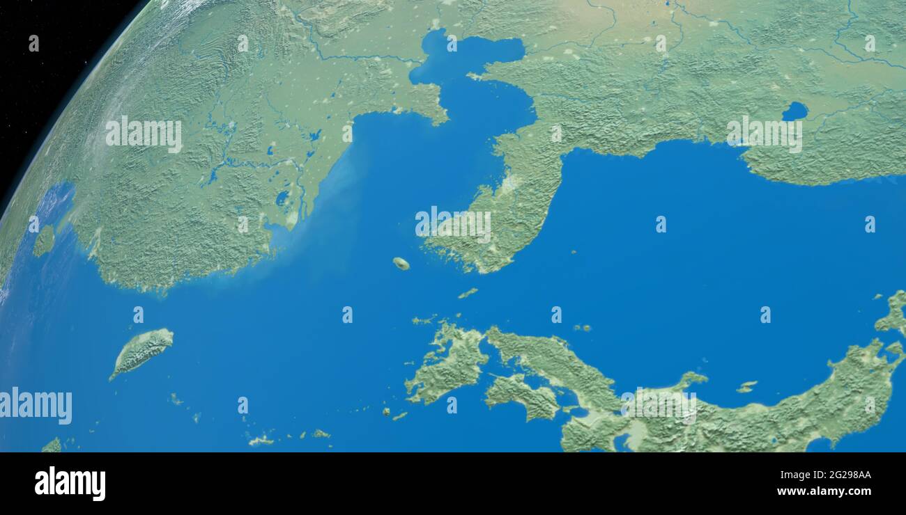 Shandong Peninsula in planet earth from outer space Stock Photo - Alamy